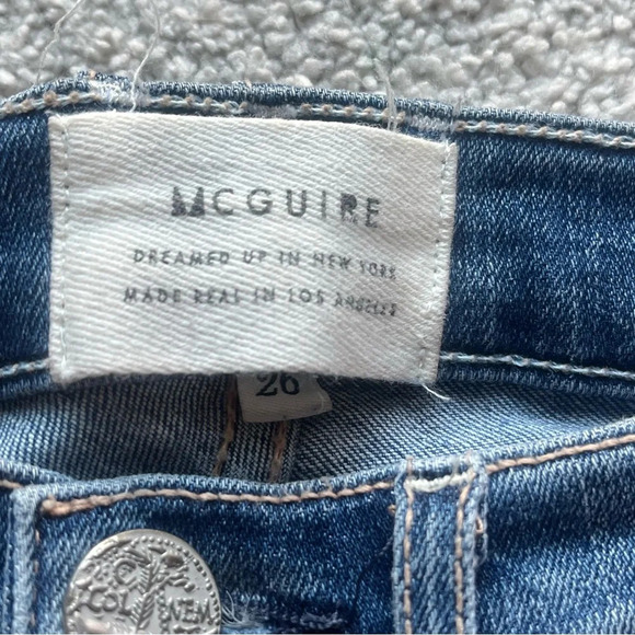 McGuire jeans High Rise Distressed Raw Hem Slim boot Stretch Button Fly Size 26 - Picture 3 of 14